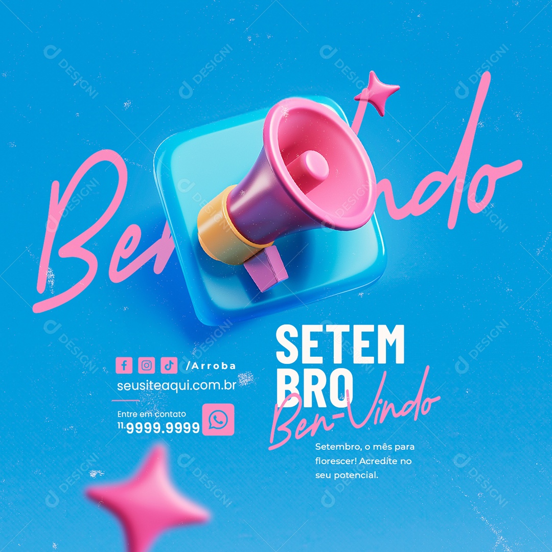 Bem Vindo Setembro Mês para Florescer Social Media PSD Editável