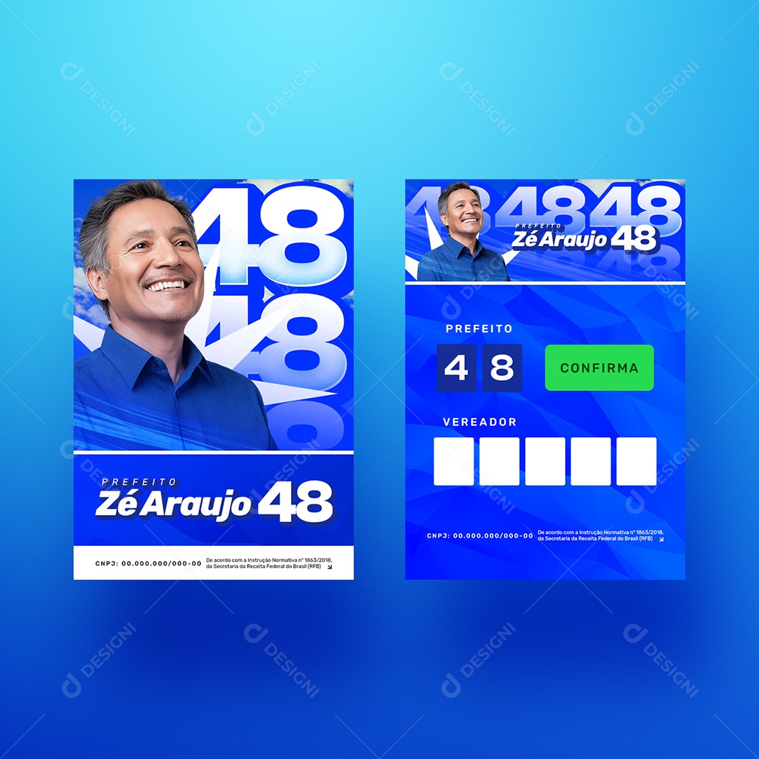 Santinho Política Prefeito Zé Araujo Social Media PSD Editável