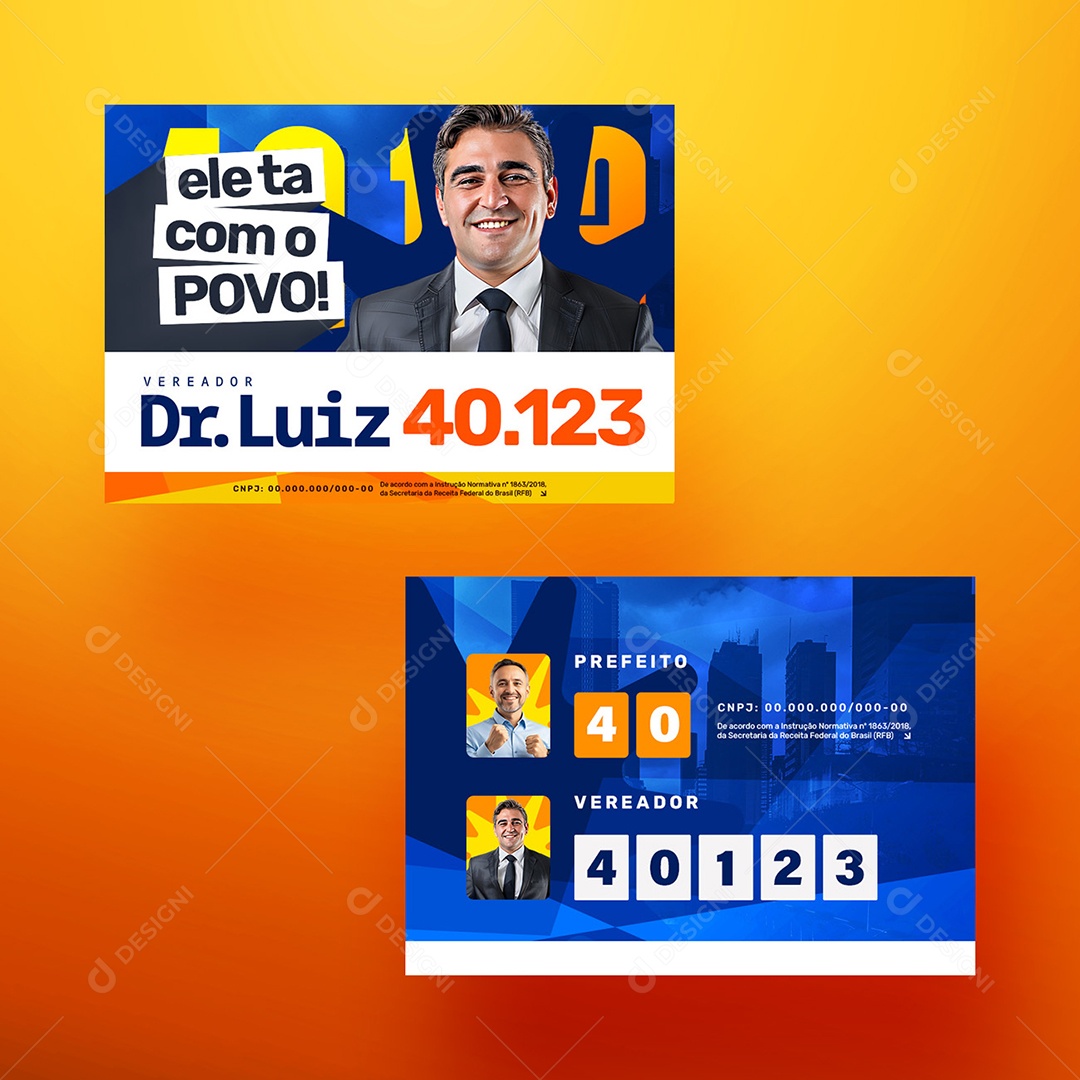 Santinho Política Vereador Dr Luiz Social Media PSD Editável