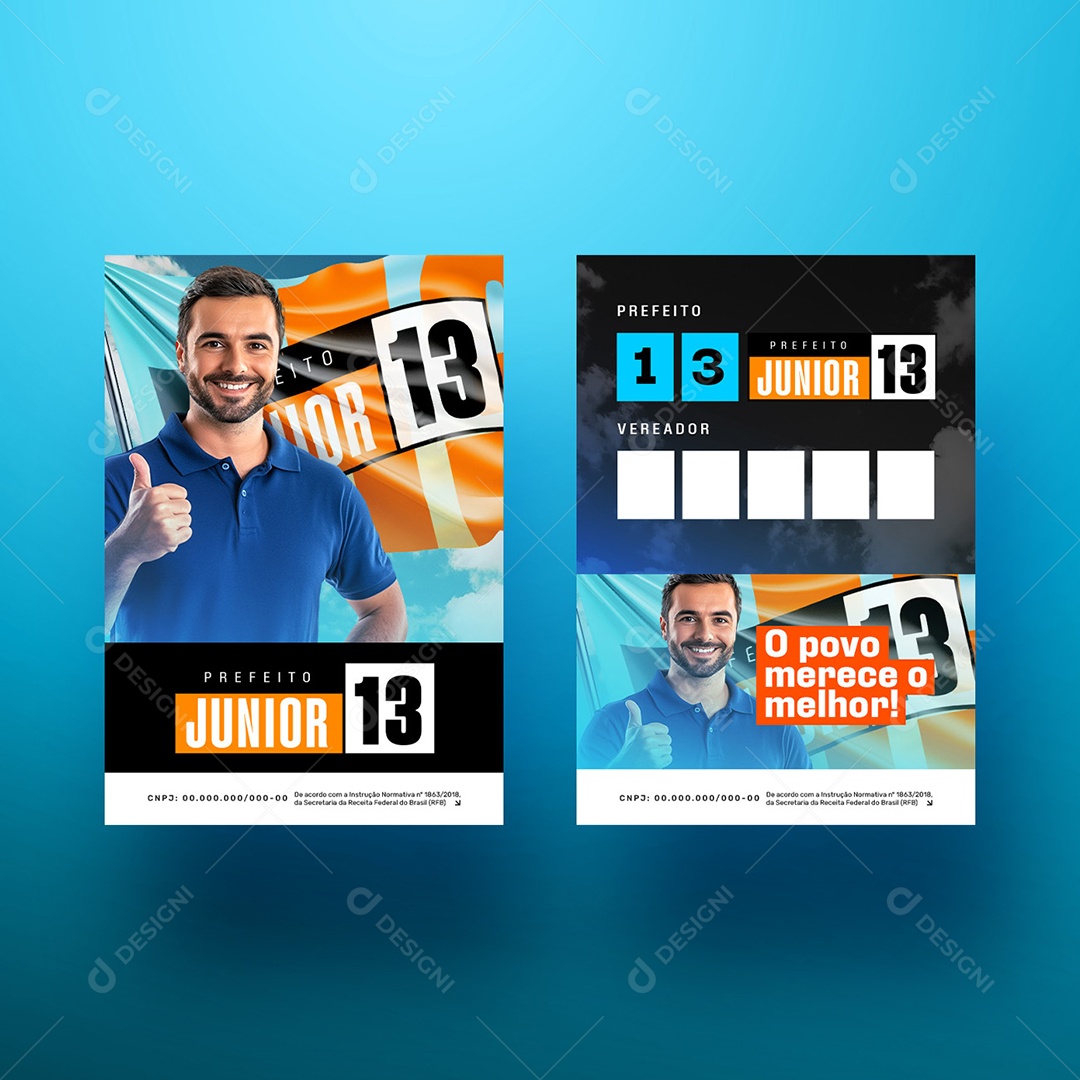 Santinho Política Prefeito Junior Social Media PSD Editável