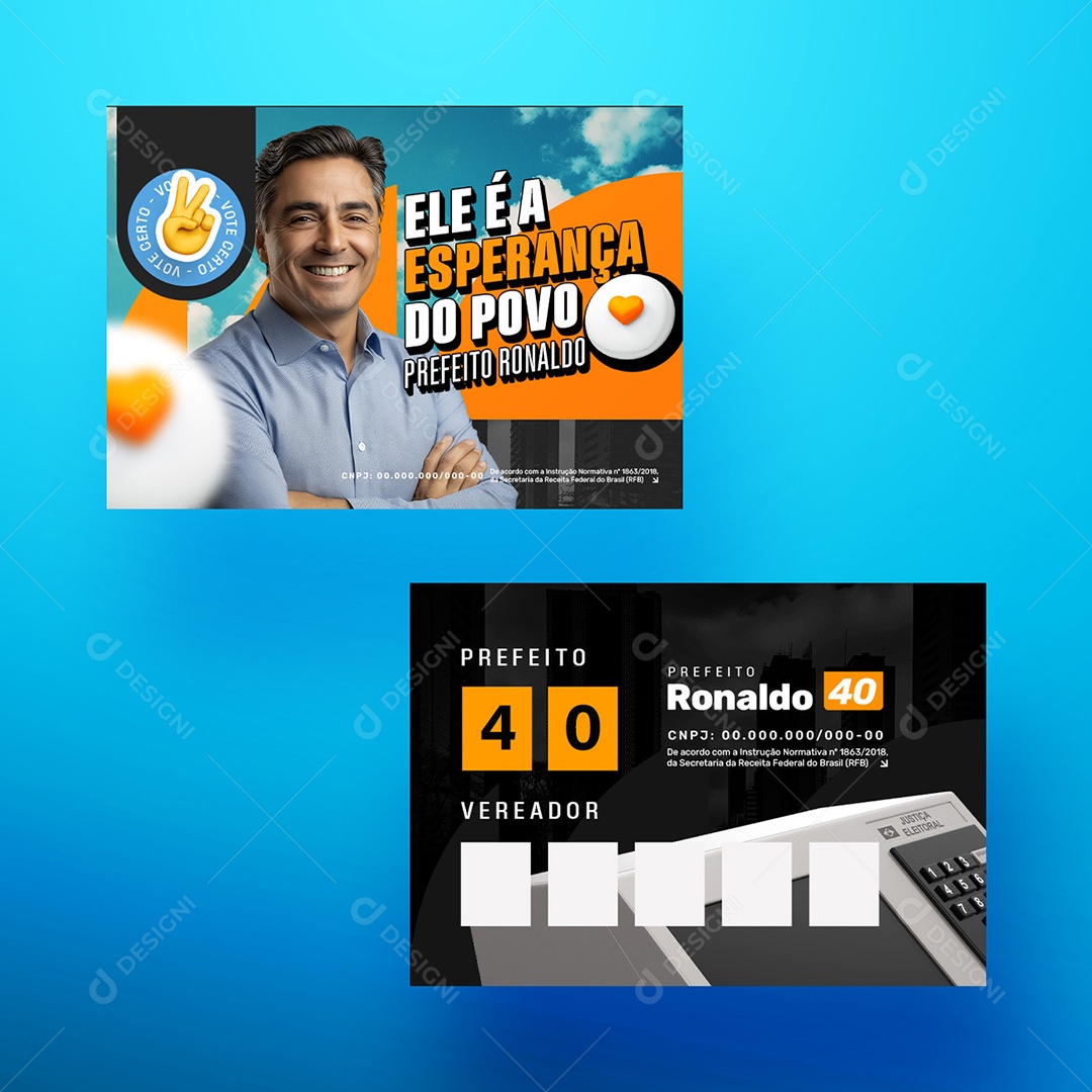 Santinho Política Prefeito Ronaldo Social Media PSD Editável