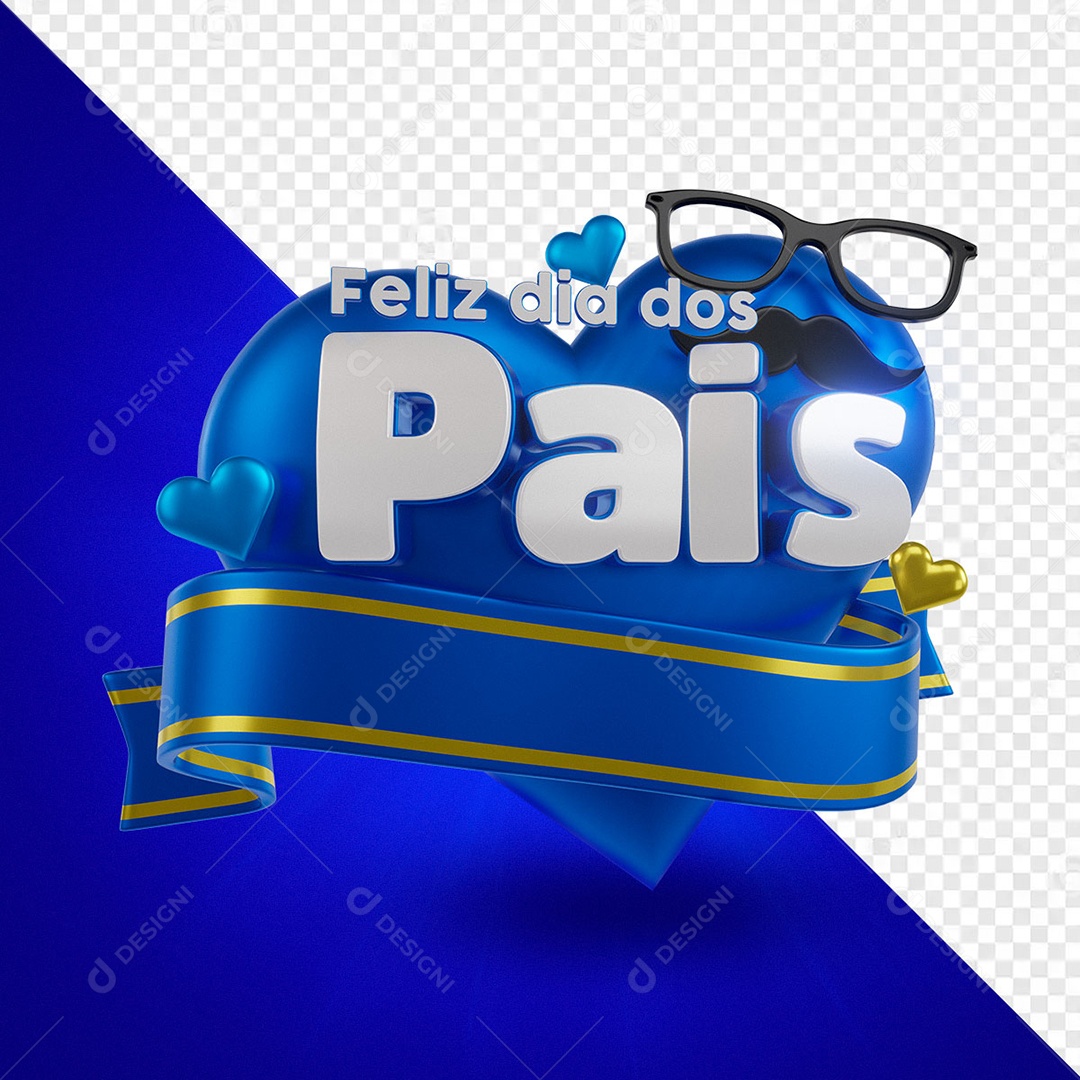 Feliz Dia dos Pais Selo 3D Para Composição PSD