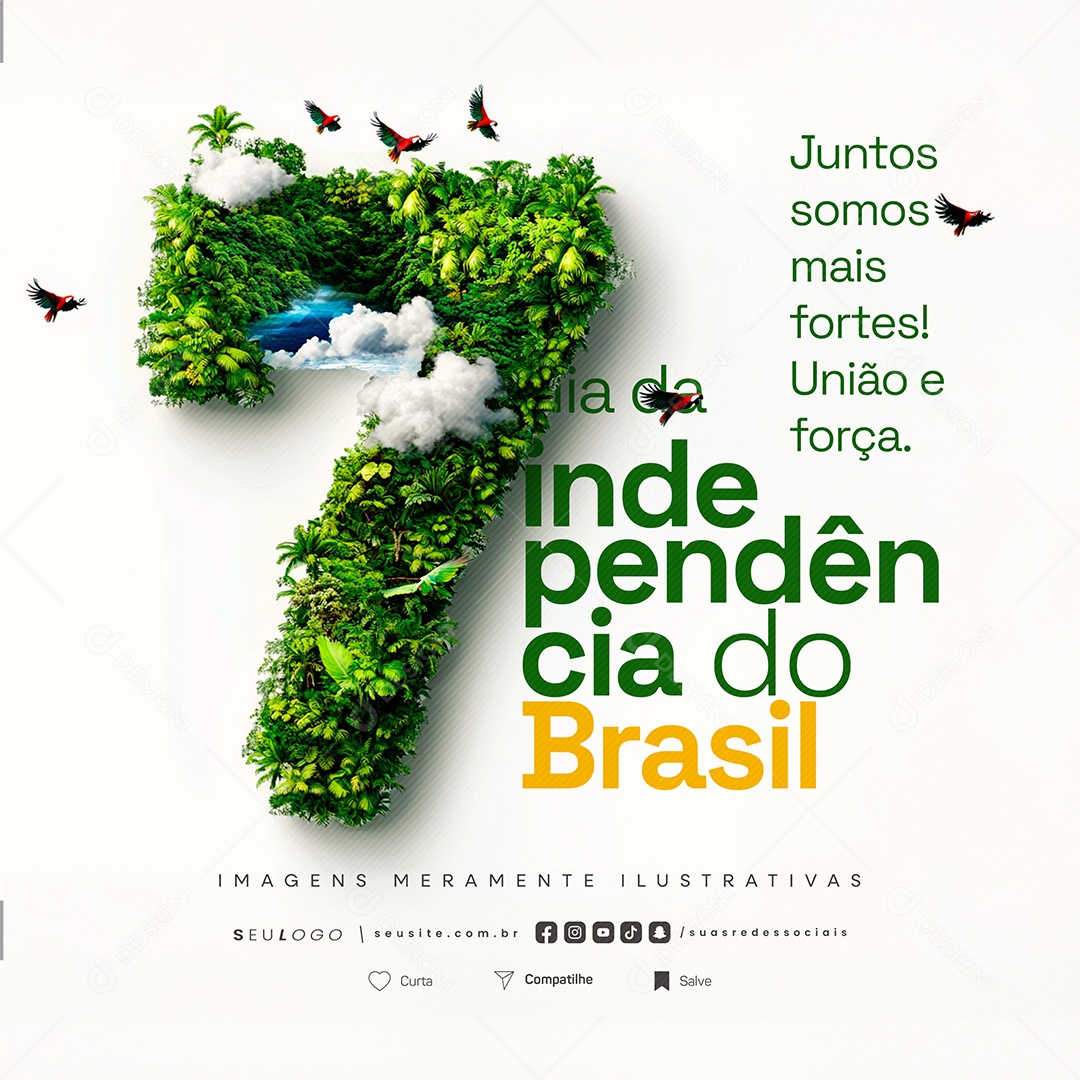 Dia da Independência do Brasil Juntos Somos Mais Fortes Social Media PSD Editável