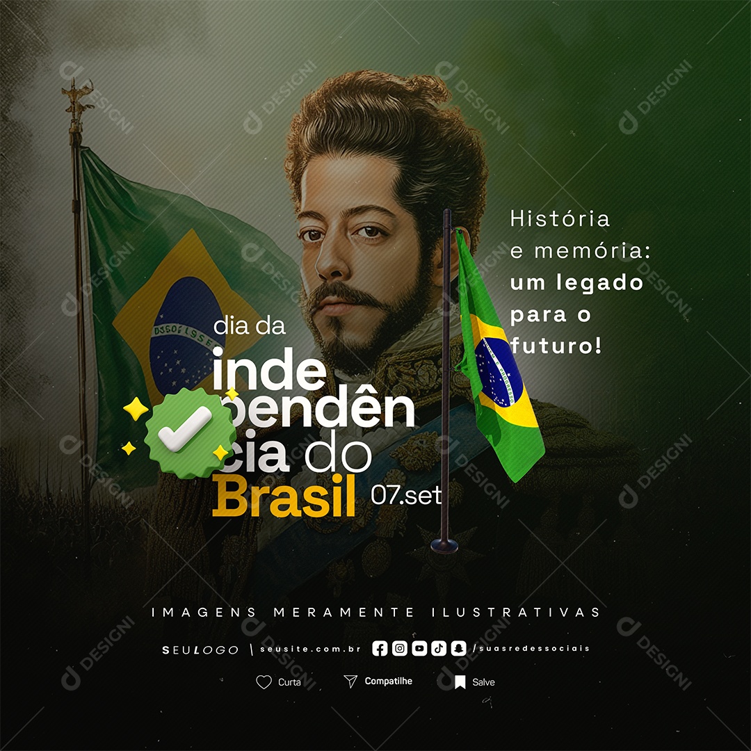 Dia da Independência do Brasil 07 de Setembro História e Memória Social Media PSD Editável