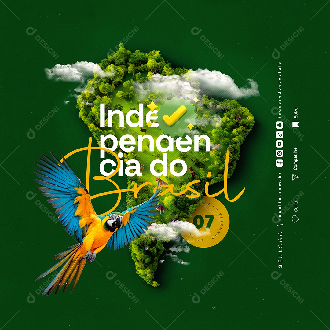 Dia da Independência do Brasil 07 de Setembro Social Media PSD Editável
