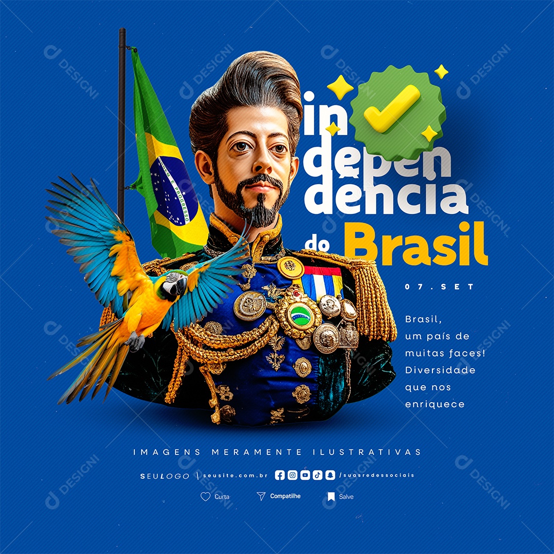 Dia da Independência do Brasil Um País de Muitas Faces Social Media PSD Editável