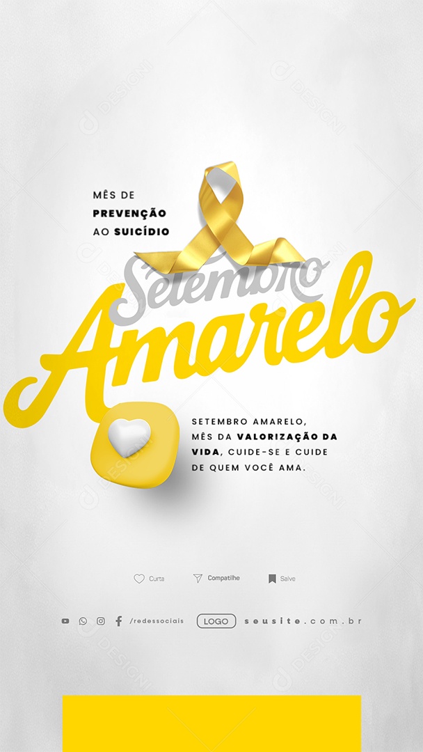 Story Setembro Amarelo Mês de Valorização da Vida Social Media PSD Editável