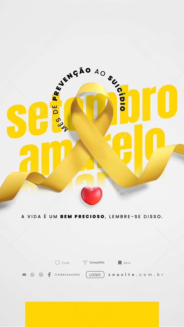 Story Setembro Amarelo A Vida é Um Bem Precioso Social Media PSD Editável