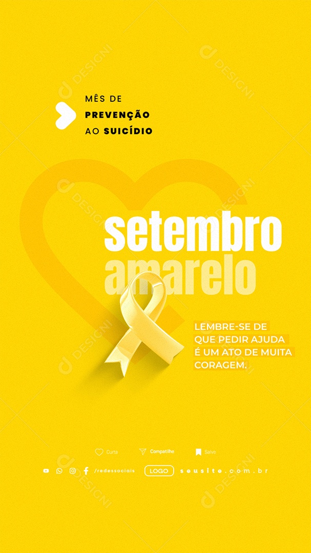 Story Setembro Amarelo Mês de Prevenção ao Suicídio Social Media PSD Editável