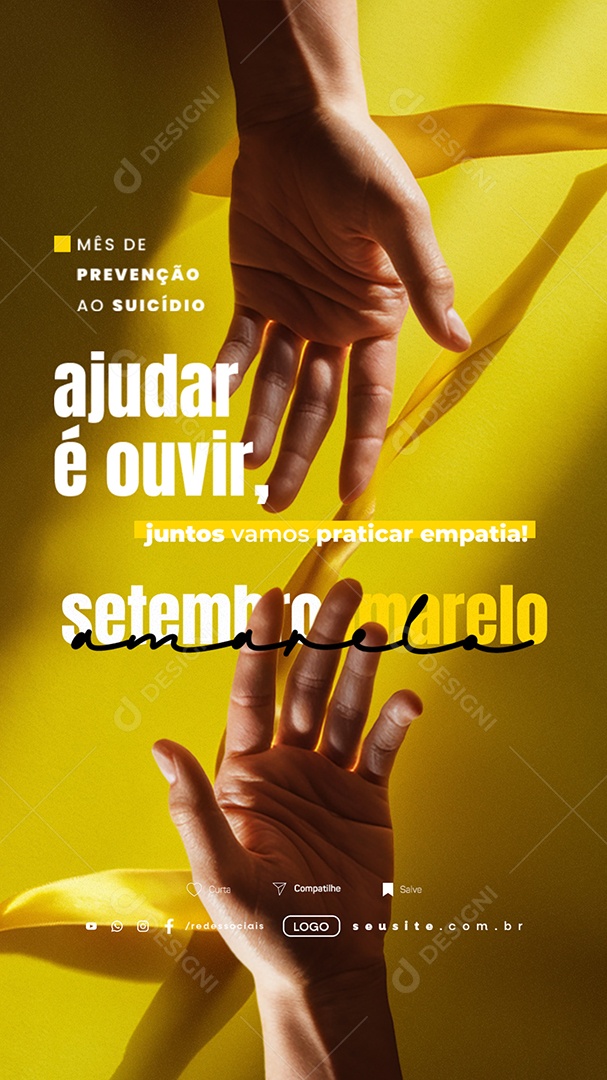 Story Setembro Amarelo Ajudar é Ouvir Social Media PSD Editável