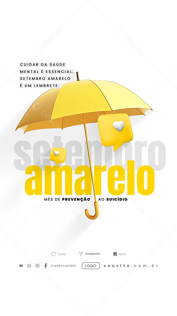 Story Setembro Amarelo Cuidar da Saúde Social Media PSD Editável