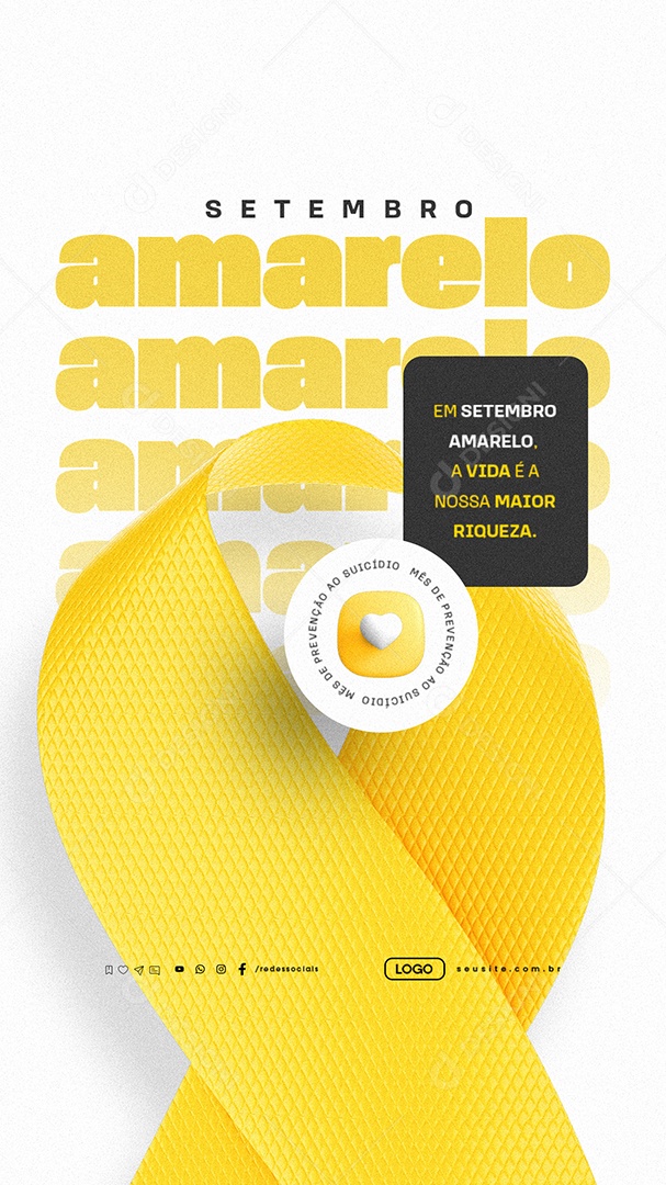 Story Setembro Amarelo A Vida é a Nossa Maior Riqueza Social Media PSD Editável