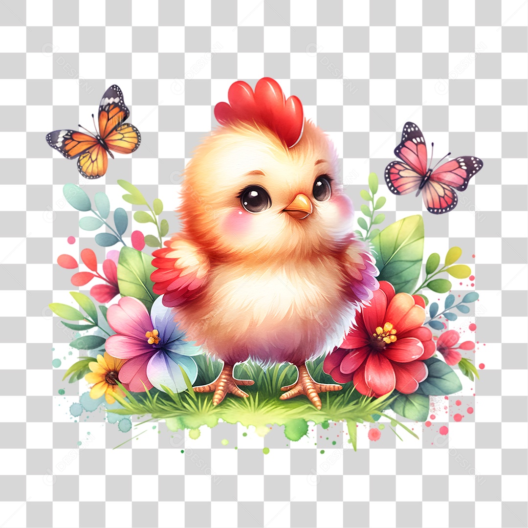 Bebê Fazenda Pintinho Plantas Flores PNG Transparente