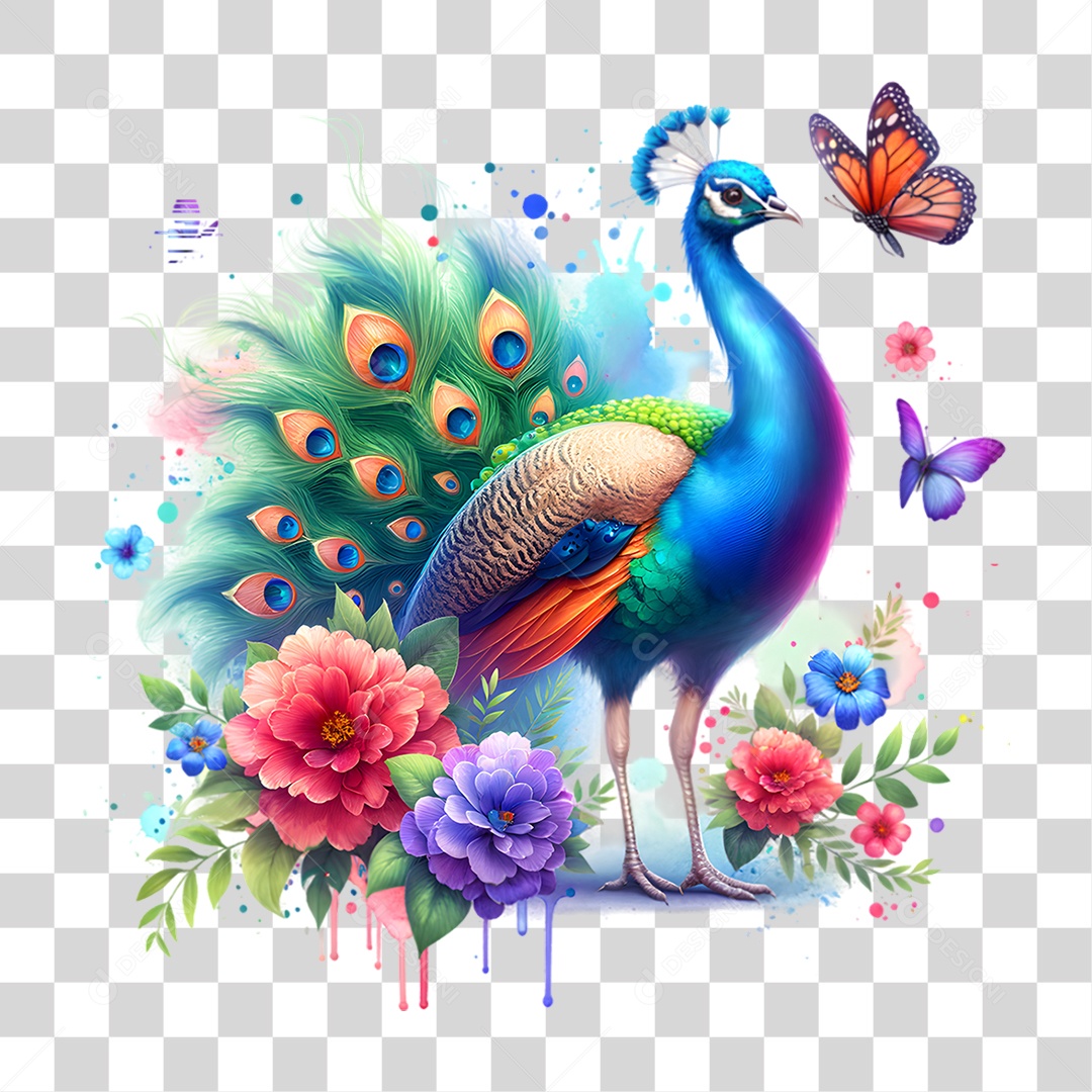 Bebê Fazenda Pavão Plantas Flores PNG Transparente