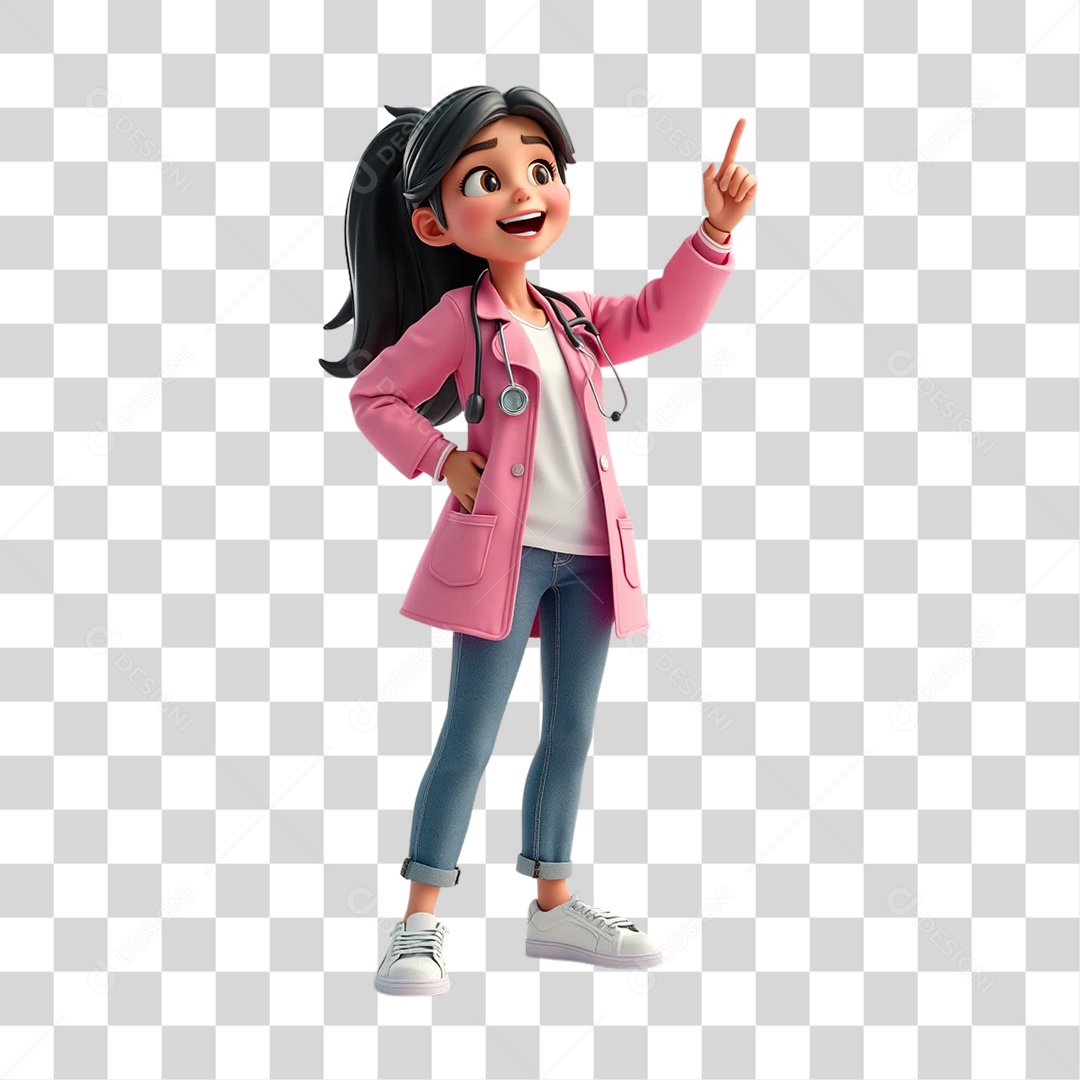 Personagem 3D Outubro Rosa Cartoon PNG Transparente
