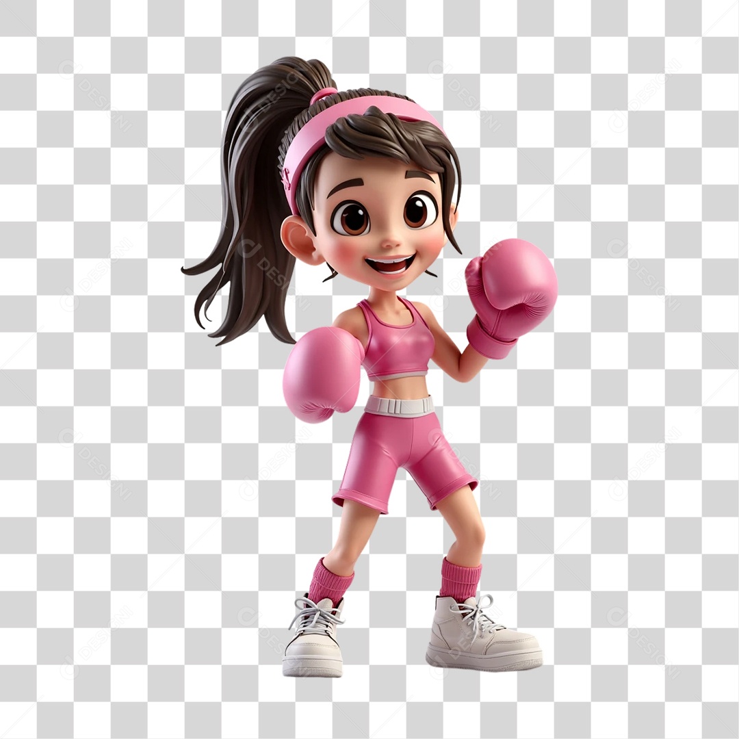 Personagem 3D Outubro Rosa Cartoon PNG Transparente