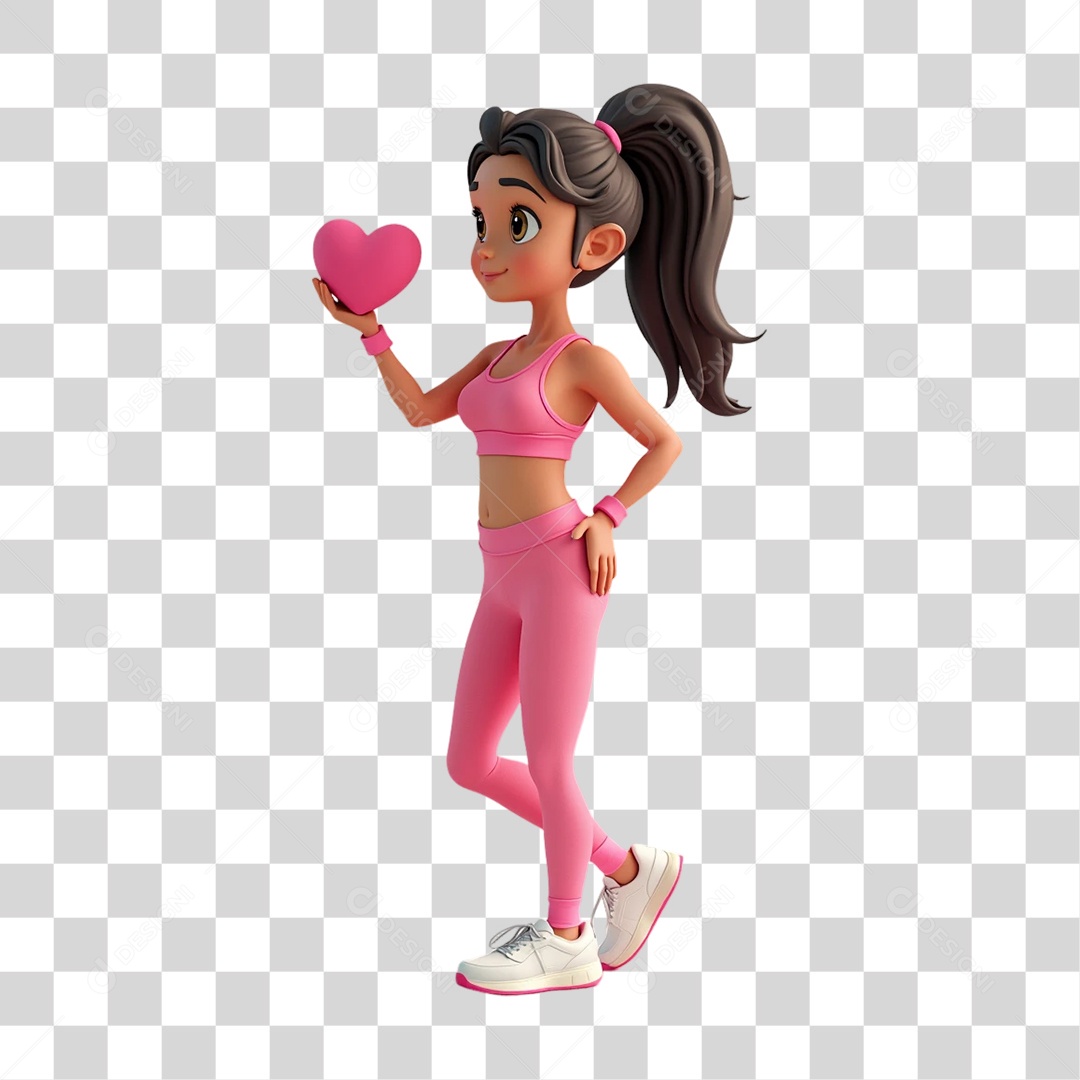 Personagem 3D Outubro Rosa Cartoon PNG Transparente