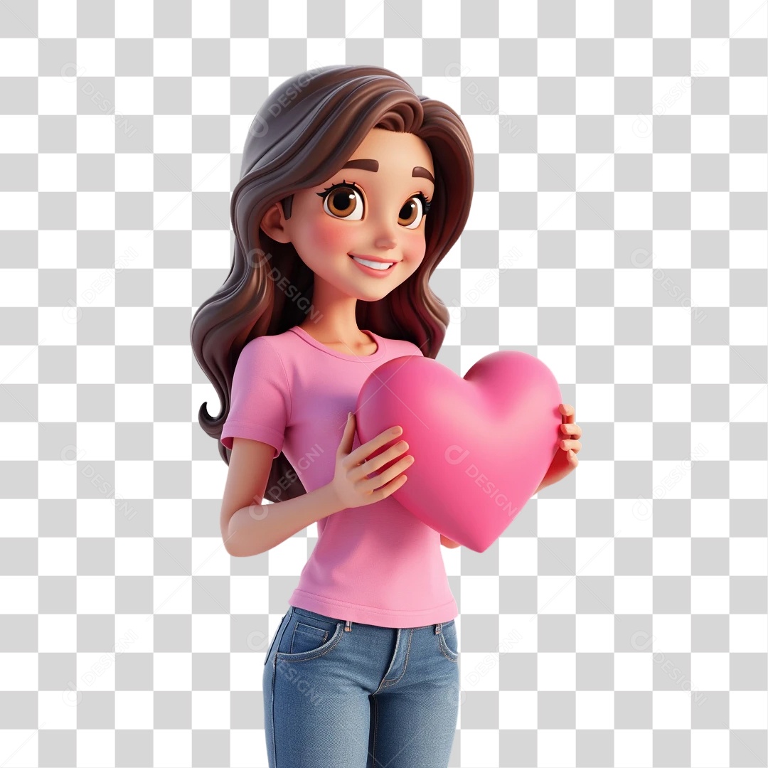 Personagem 3D Outubro Rosa Cartoon PNG Transparente