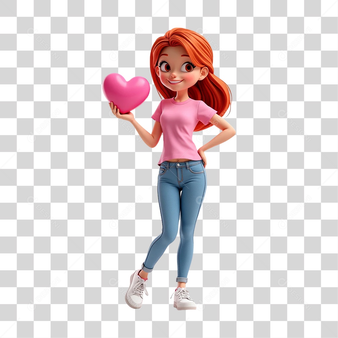 Personagem 3D Outubro Rosa Cartoon PNG Transparente