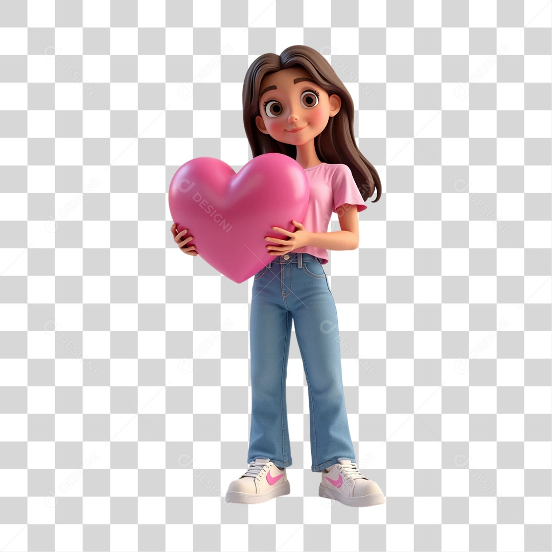 Personagem 3D Outubro Rosa Cartoon PNG Transparente