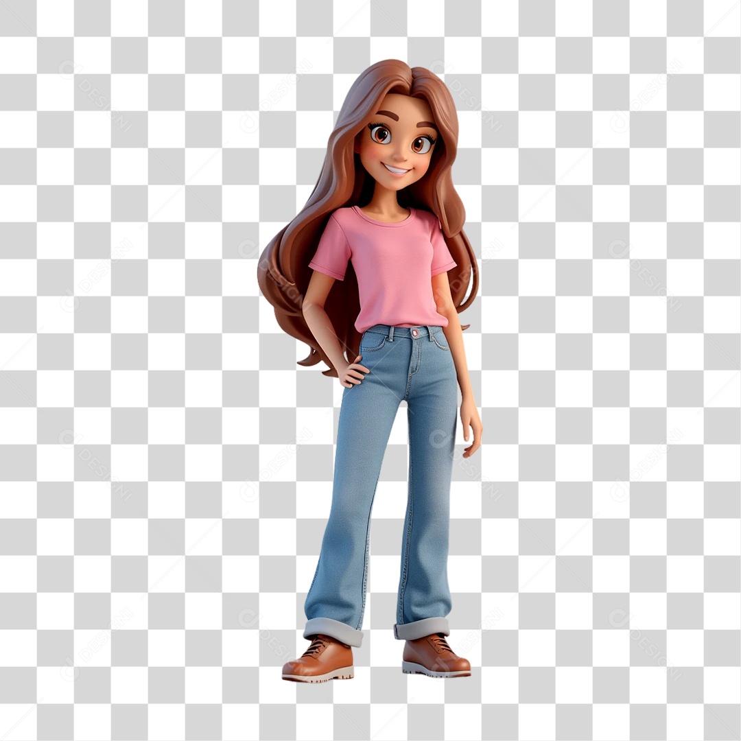 Personagem 3D Outubro Rosa Cartoon PNG Transparente