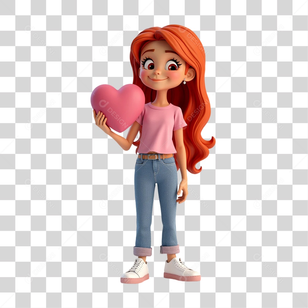 Personagem 3D Outubro Rosa Cartoon PNG Transparente