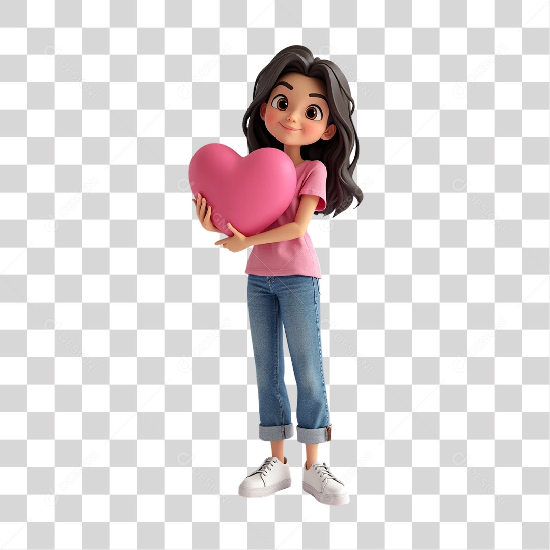 Personagem 3D Outubro Rosa Cartoon PNG Transparente