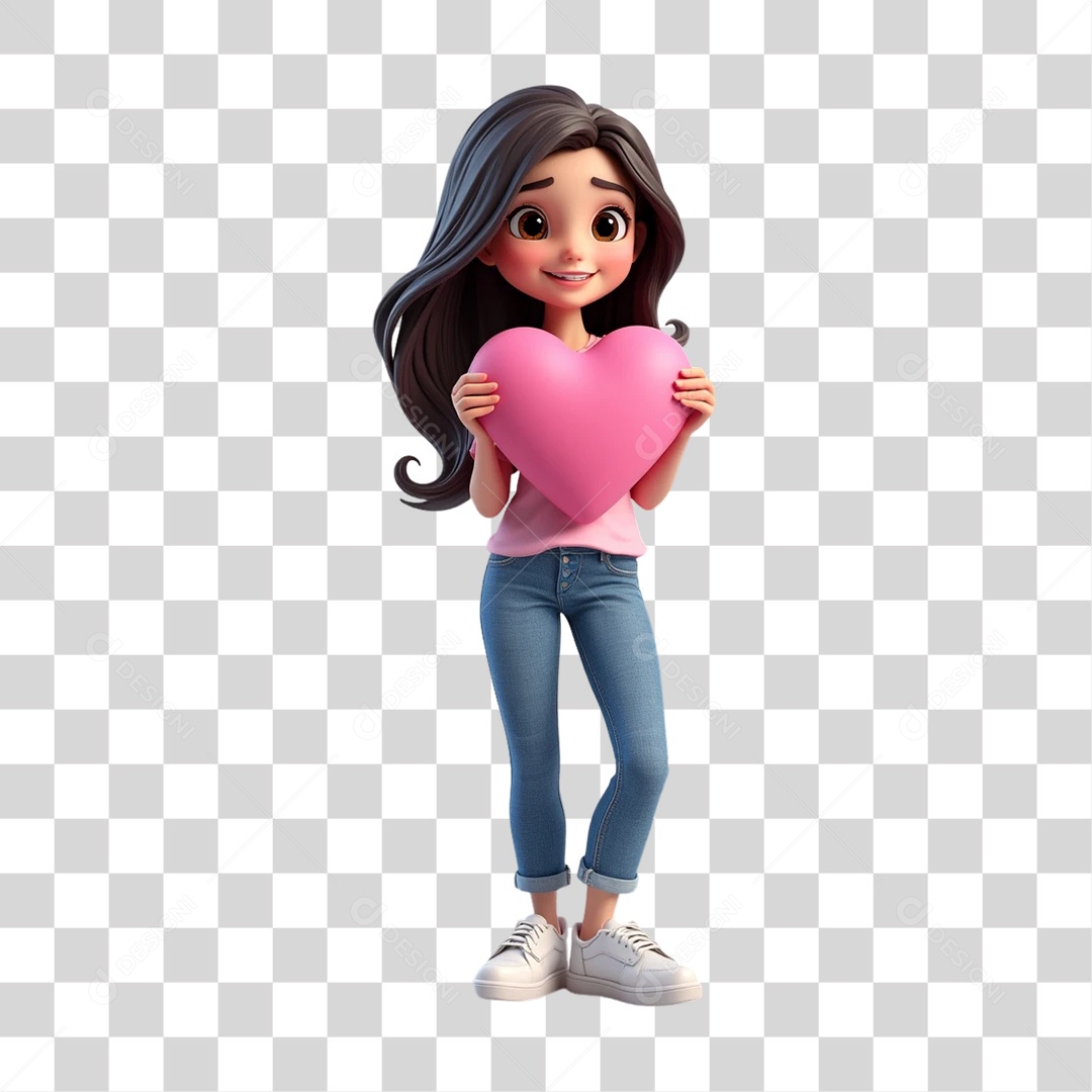 Personagem 3D Outubro Rosa Cartoon PNG Transparente