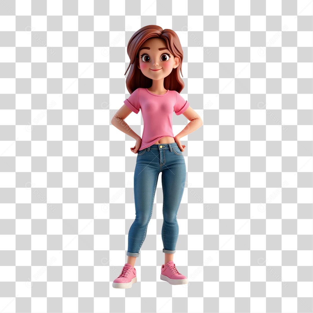 Personagem 3D Outubro Rosa Cartoon PNG Transparente