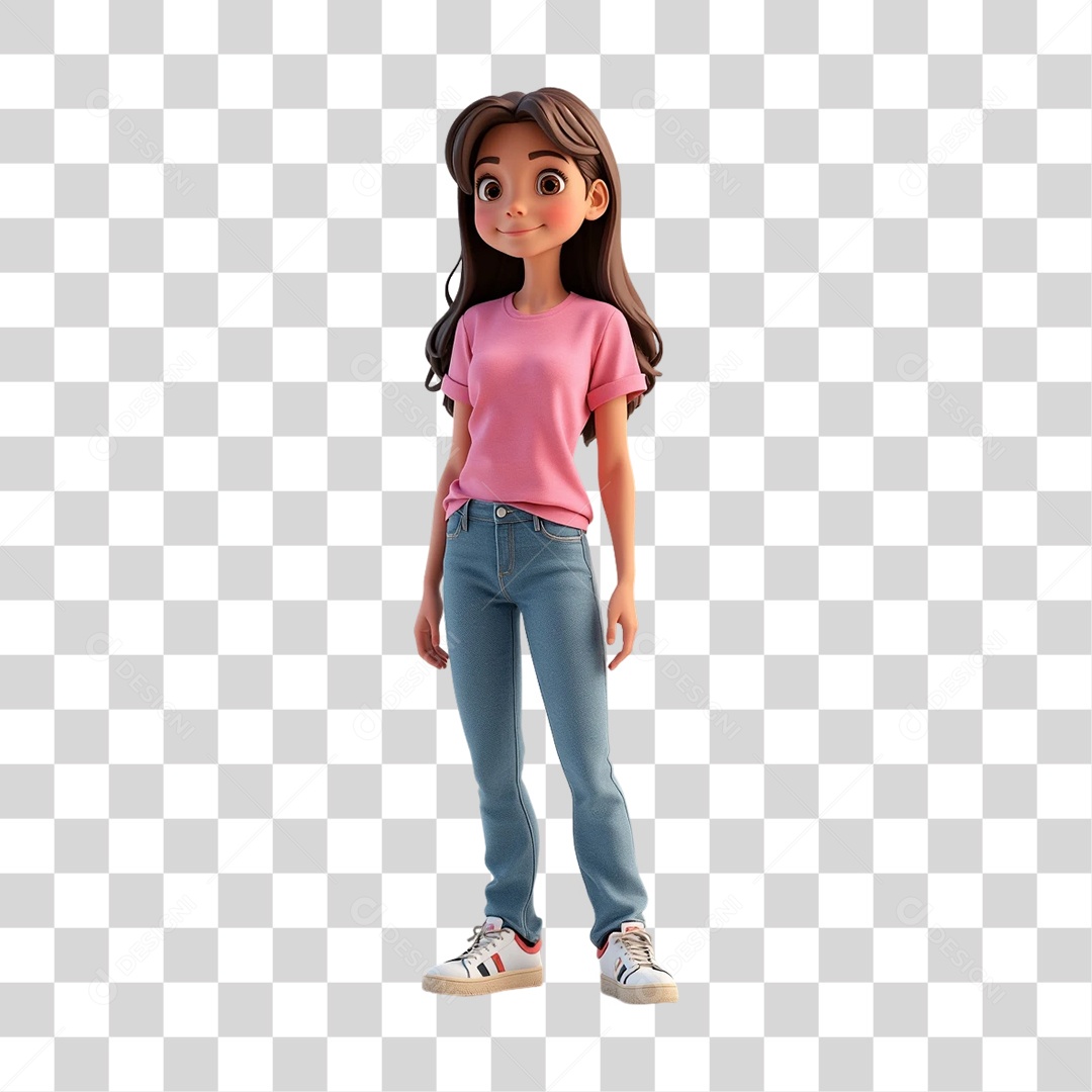 Personagem 3D Outubro Rosa Cartoon PNG Transparente