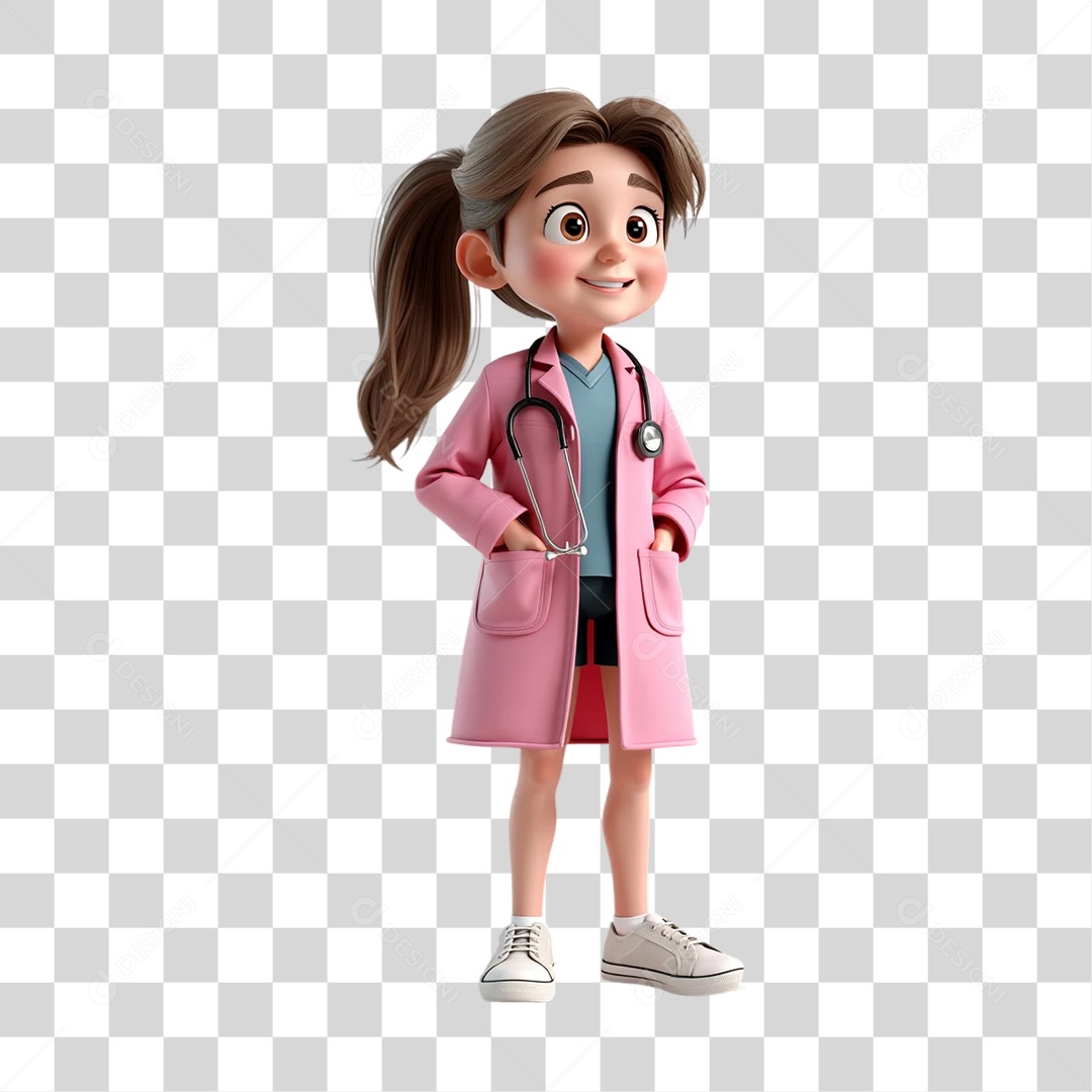 Personagem 3D Outubro Rosa Cartoon PNG Transparente