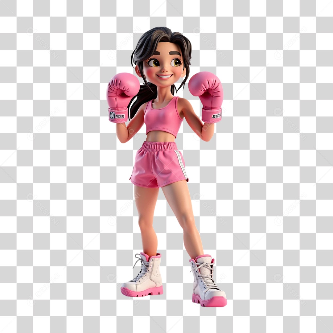 Personagem 3D Outubro Rosa Cartoon PNG Transparente