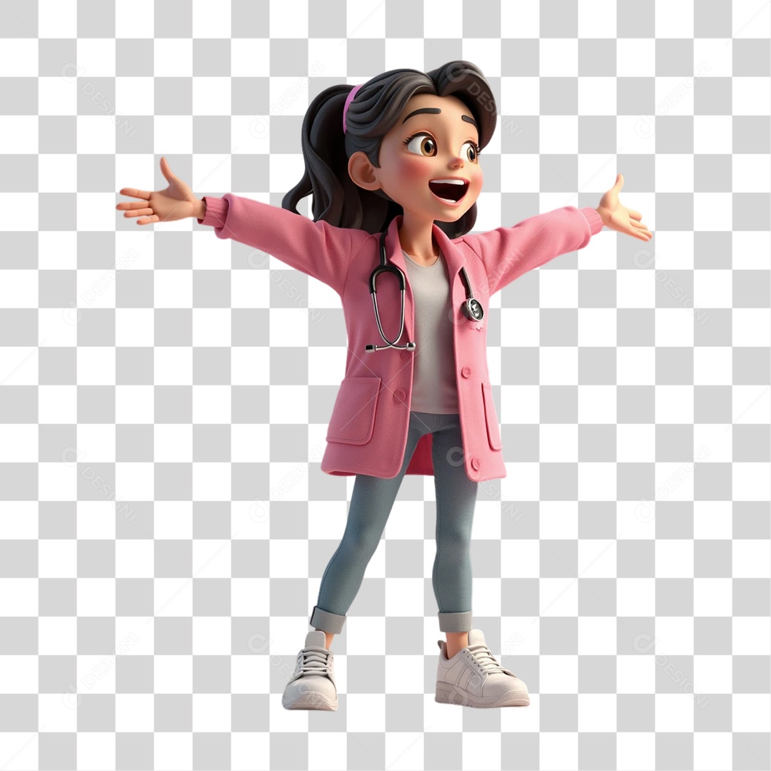 Personagem 3D Outubro Rosa Cartoon PNG Transparente