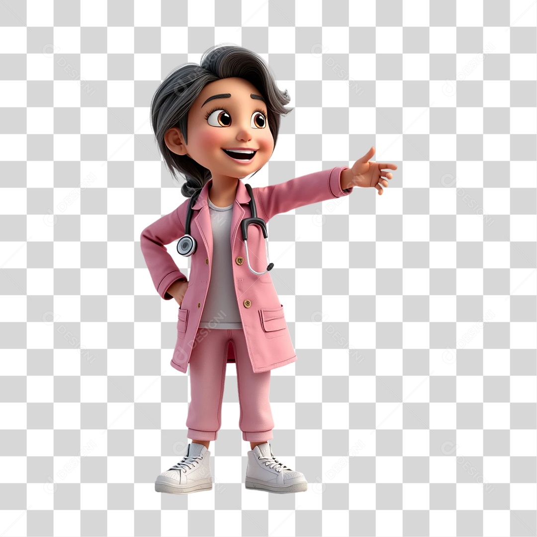 Personagem 3D Outubro Rosa Cartoon PNG Transparente