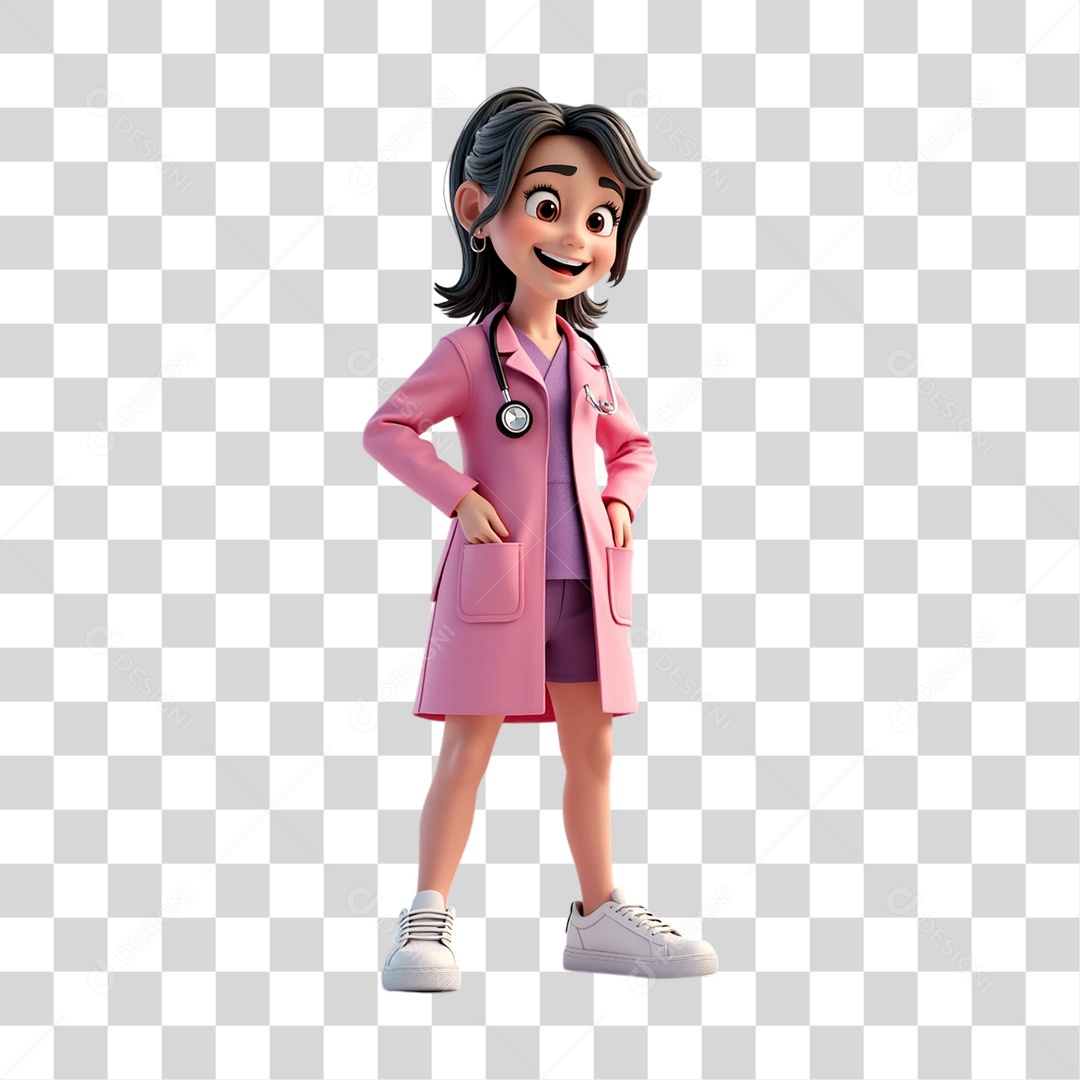 Personagem 3D Outubro Rosa Cartoon PNG Transparente