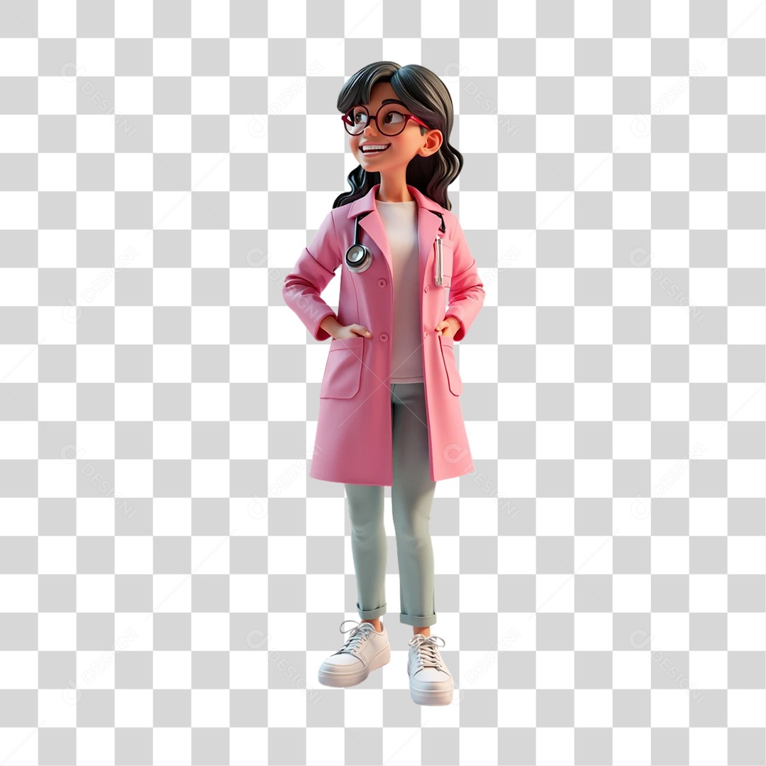 Personagem 3D Outubro Rosa Cartoon PNG Transparente