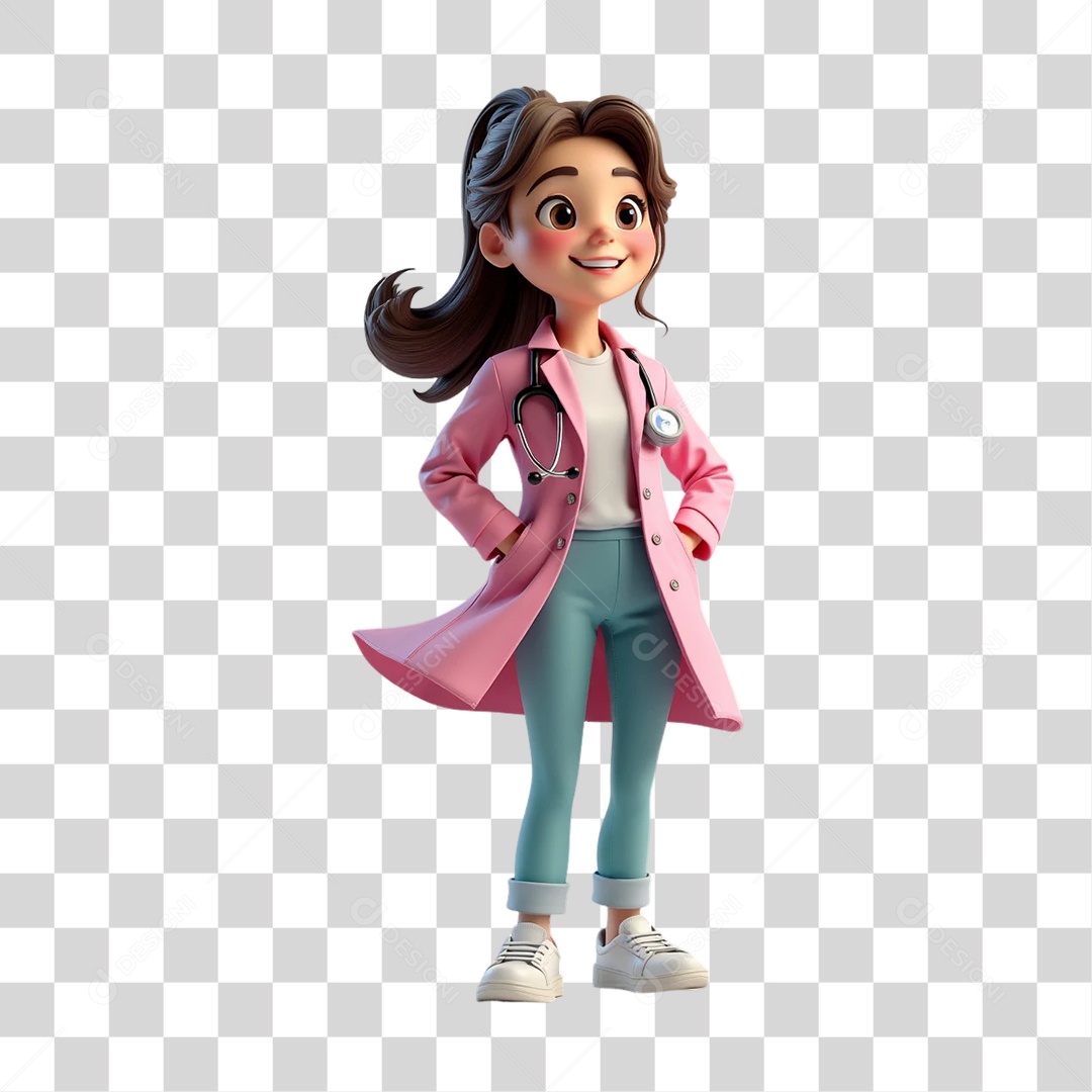 Personagem 3D Outubro Rosa Cartoon PNG Transparente