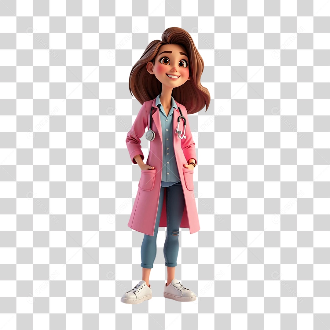 Personagem 3D Outubro Rosa Cartoon PNG Transparente