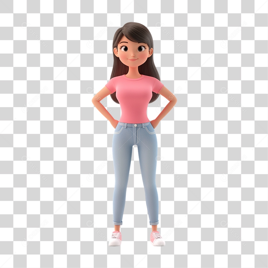 Personagem 3D Outubro Rosa Cartoon PNG Transparente