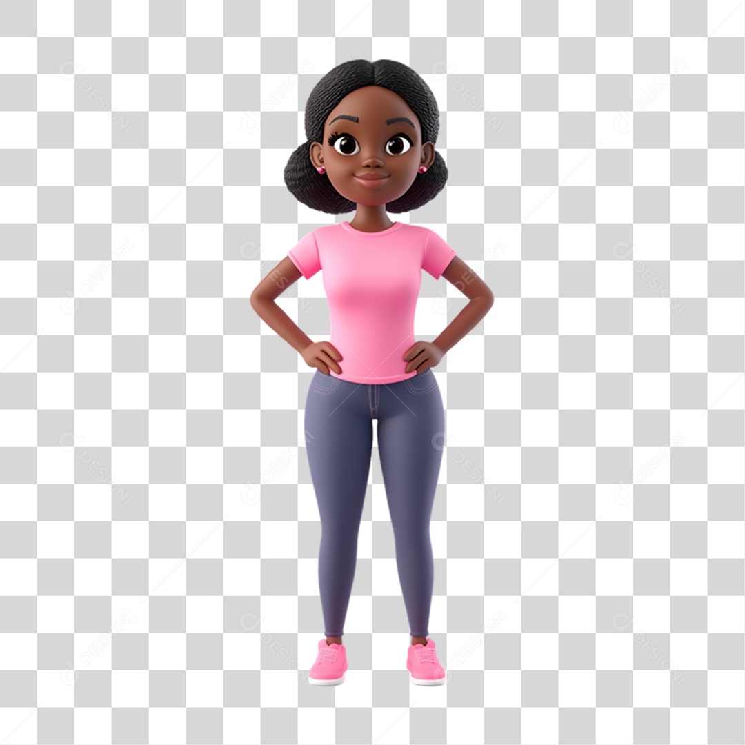Personagem 3D Outubro Rosa Cartoon PNG Transparente