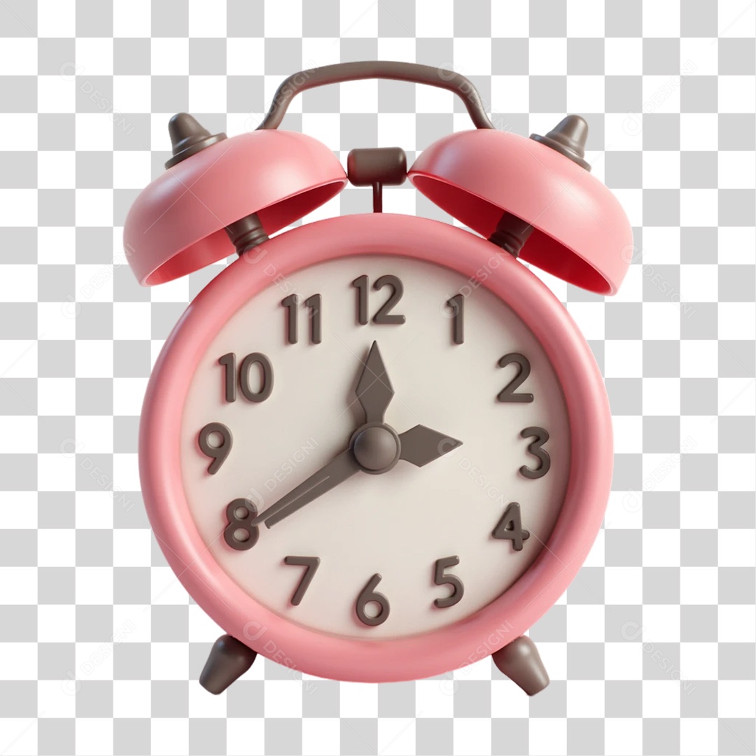 Elemento 3D Despertador Outubro Rosa PNG Transparente