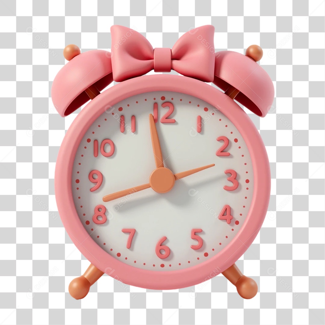 Elemento 3D Despertador Outubro Rosa PNG Transparente