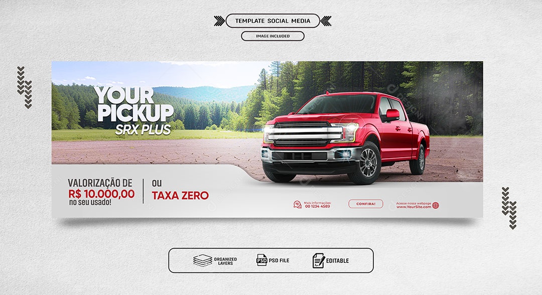 Banner Valorização de 10.000 no seu Usado ou Taxa Zero Social Media PSD Editável