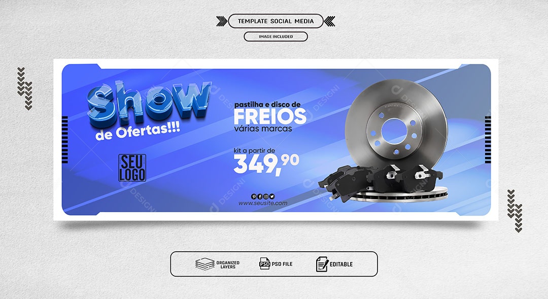 Banner Show Offers Social Media PSD Brakes and Disc Editable