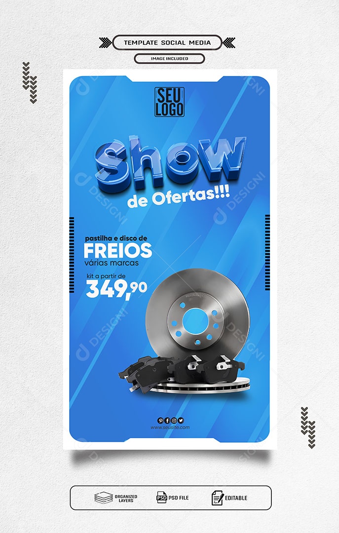 Story Show de Ofertas Pastilhas e Disco de Freios Social Media PSD Editável