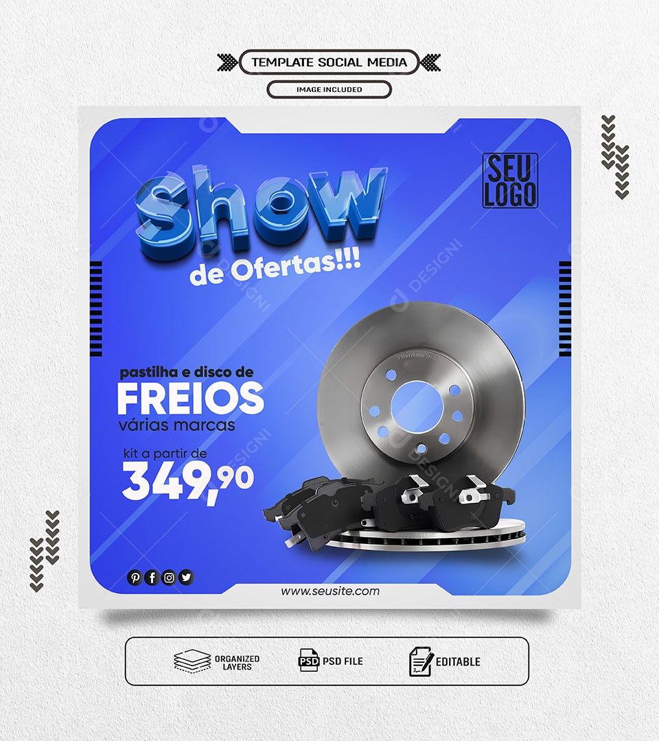 Show de Ofertas Pastilhas e Disco de Freios Social Media PSD Editável
