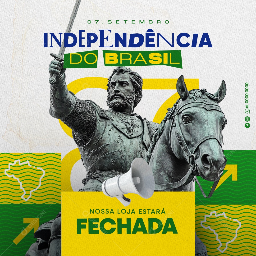 Dia da Independência do Brasil 07 de Setembro Social Media PSD Editável