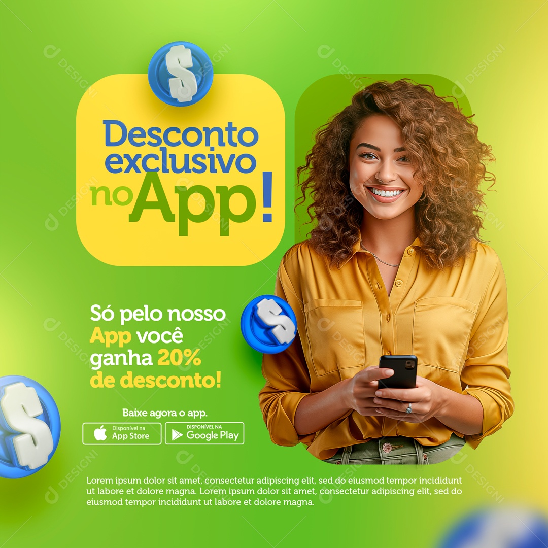Semana do Brasil Descontos Exclusivos no App Social Media PSD Editável