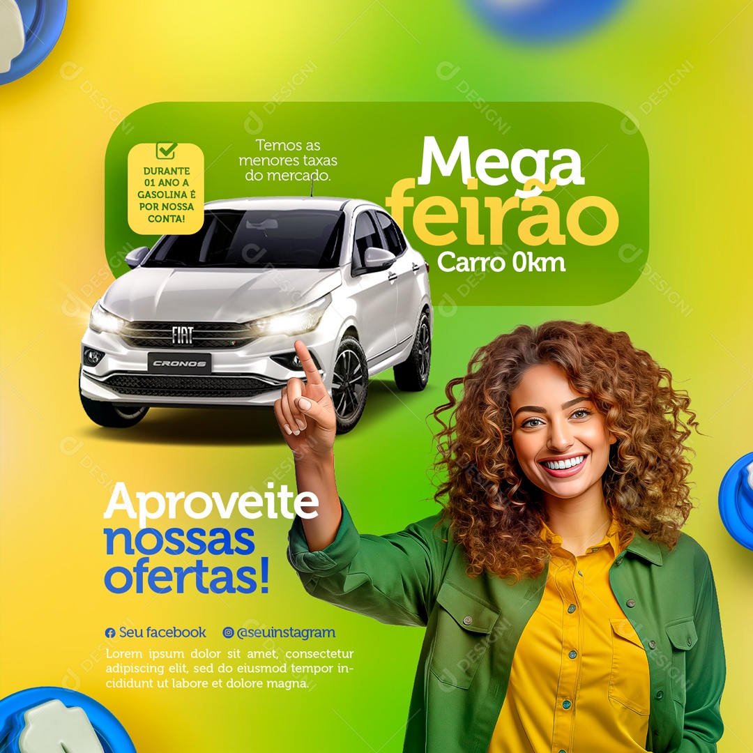 Semana do Brasil Mega Feirão Carro 0KM Social Media PSD Editável