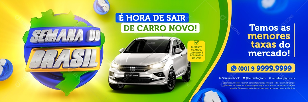 Carrossel Semana do Brasil é Hora de Sair de Carro Novo Social Media PSD Editável
